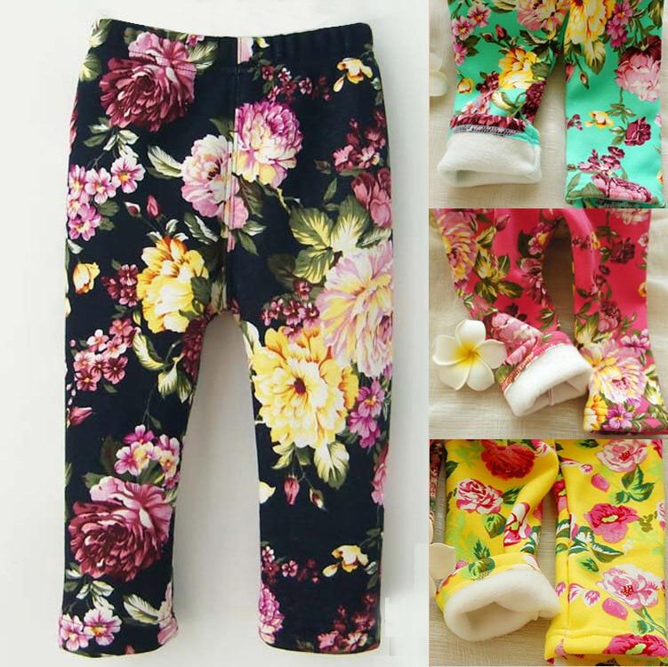 New Luxury Autmn Print Design For 0-2 Years Kids Winter Baby Girls Leggings Floral Print Casual Thick Pants for Kids clothing Cotton Warm Children's Trousers