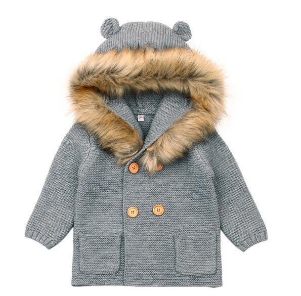 Winter Fashionable Sweaters For Baby Cardigans Autumn Hooded Newborn Knitted Jackets Cartoon Bear Children Long Sleeve Clothing