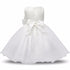 Handmade Luxury New Elegant Girls White First Birthday Party Wear 3D Rose Flower Dress Toddler Girl IWth Big Bow