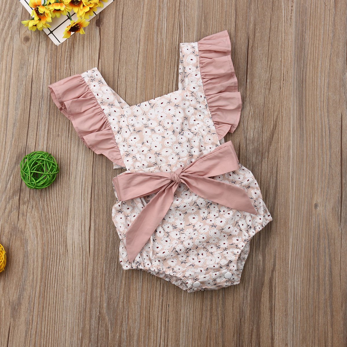 Luxury Modern Toddler Baby Girls Ruffles Romper Infant Newborn Baby Bow Jumpsuit Summer Flower Baby Girls Clothes Baby Costumes