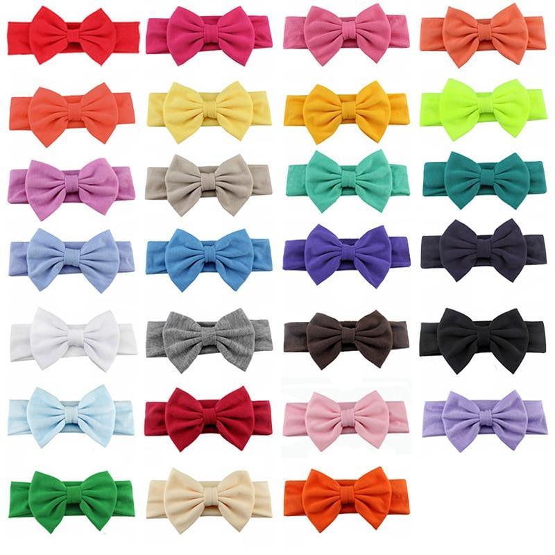 Cotton Elastic Newborn Baby Girls Solid Color Headband Bowknot Hair Band Children Infant Headband Bow for kids