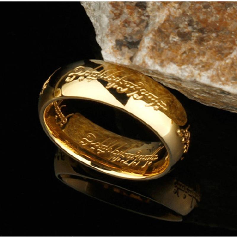 Modern High Quality Gold Color Rings  Great Elegant Gift Stainless Steel One Ring Of Power Jewelry Luxury for Women Men