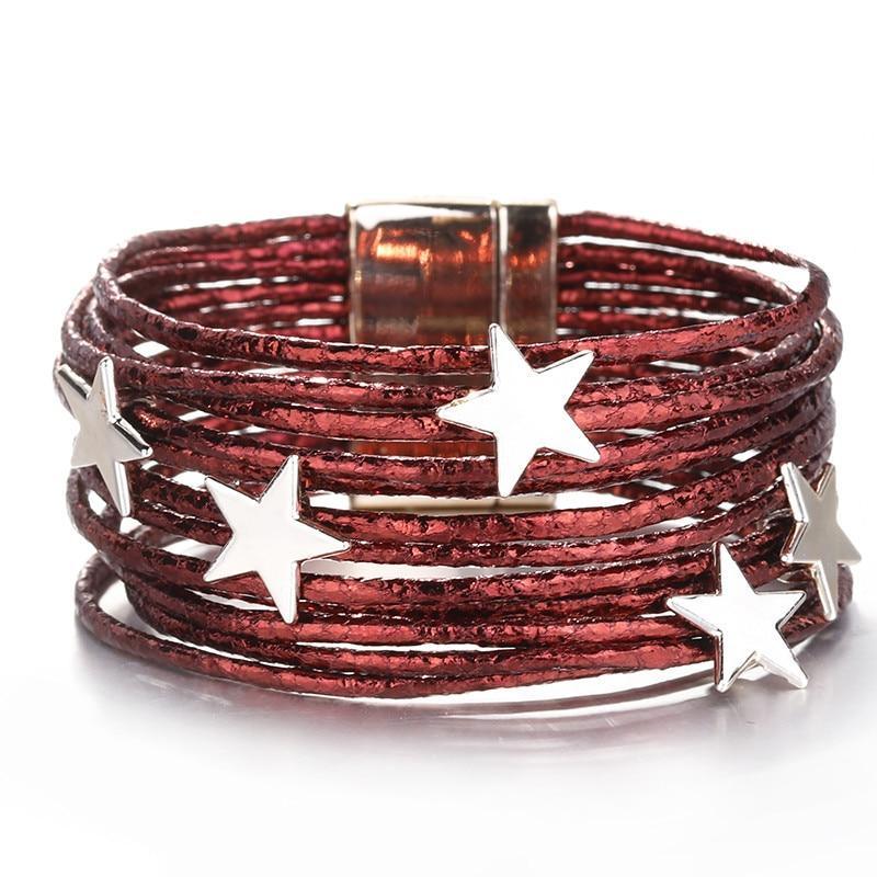 Modern Bohemian Star New Leather Elegant Bracelets Luxury For Women Fashion Pentagram Multi-Layer Wide Wrap Bracelets And Bangles Jewelry