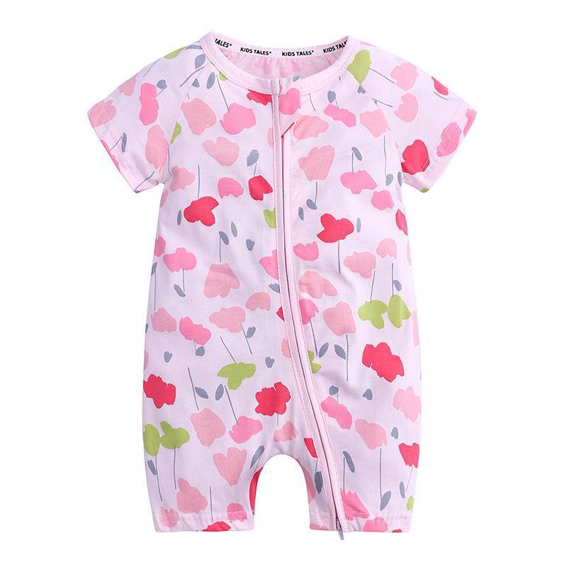 Summer Newborn Fashion Boy and Girls Printed Flower Short-sleeved Romper /  jumpsuit For Kids