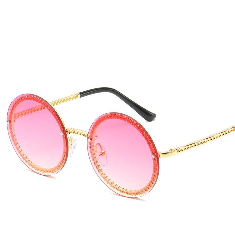 NEW 2021 Famous Luxury Round Retro Rimless Elegant Woman and Lady Sunglasses Style With Zircons and Diamonds and UV400 Protection