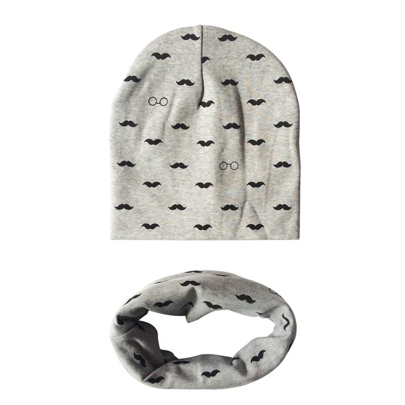 Modern Children Girls Cartoon Sheep Printing Cotton Hat and Scarf Animal Pattern Kids Caps Baby Beanie