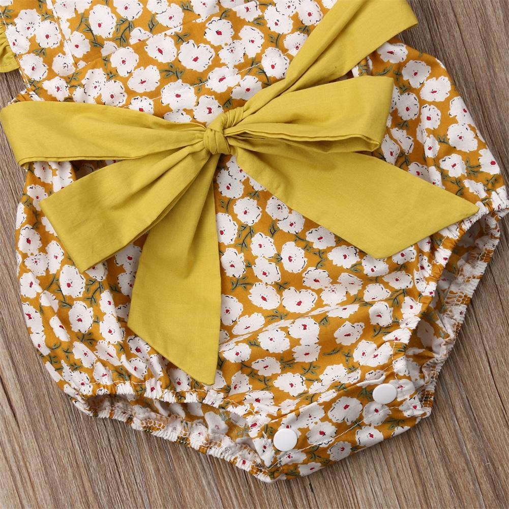 Luxury Modern Toddler Baby Girls Ruffles Romper Infant Newborn Baby Bow Jumpsuit Summer Flower Baby Girls Clothes Baby Costumes