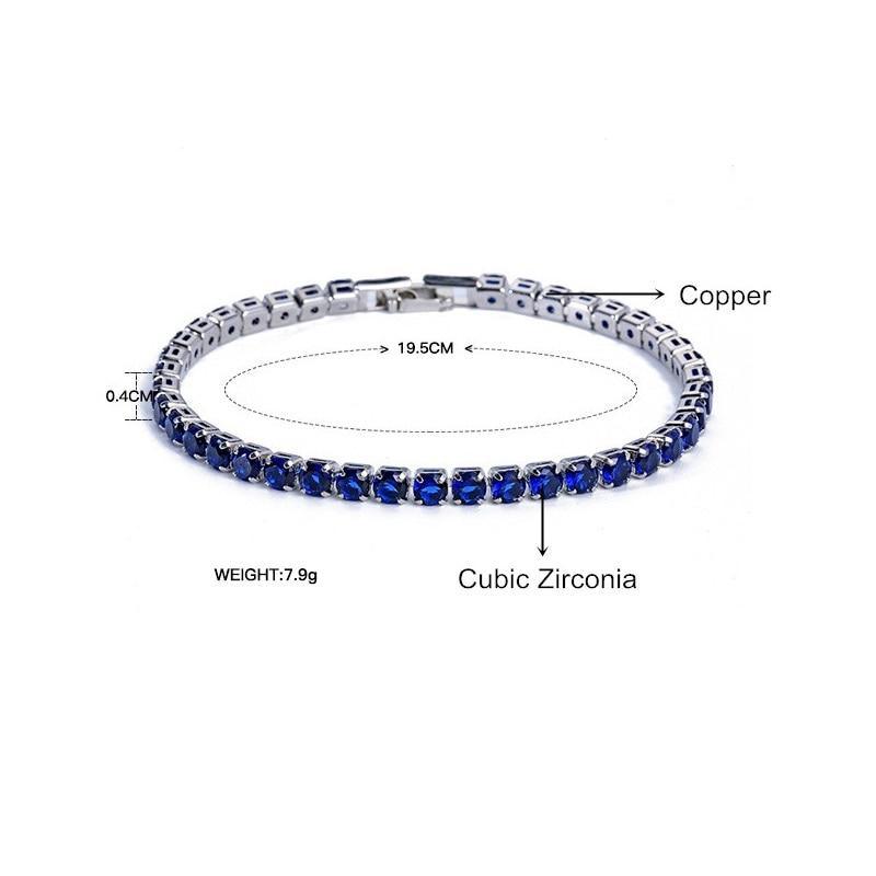 Luxury 4mm Diamond Shiny Elegant Cubic Zirconia Tennis Bracelets Iced Out Chain Crystal Wedding Bracelet For Women and Men In Modern Gold Silver and Colorful Design