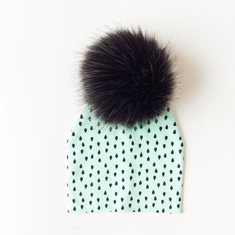 Luxury Modern Baby Hat Cotton Printing Hat With Pompon For Girls Autumn Winter Boys Caps Children Bonnet For Kids