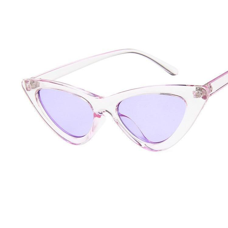 Elegant Cute Retro Cat Eye Sunglasses For  Women With Small Black White Triangle Vintage Ladies Sunglasses and UV400 Protection