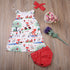 Summer Baby Girl Clothes Toddler Floral Headband Cartoon Dress Dot Shorts Outfits Clothes set 0-24M For Baby Girls  With Bow