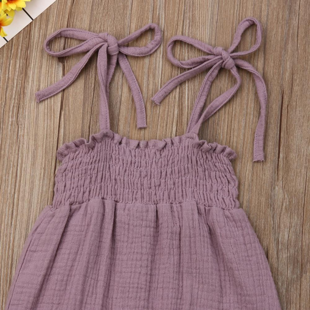 Baby Summer Clothes Sleeveless Strap Pants Solid Overalls Cotton Outfits Jumpsuits/ Romper for Girls