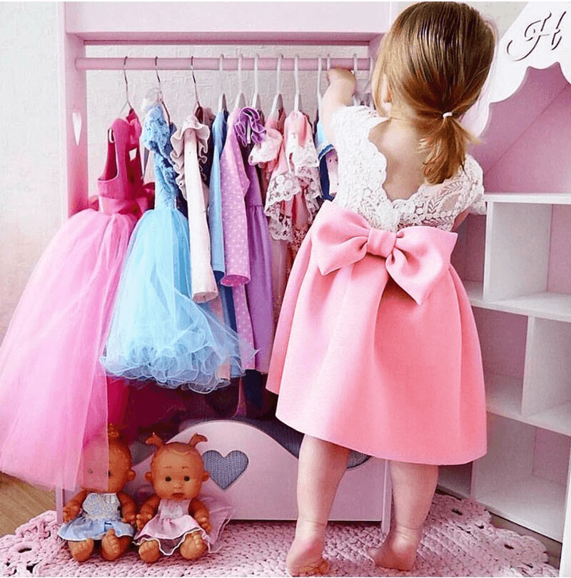 Luxury Modern Elegant Baby Girl Tops Bow Dresses Lace Ball Gown Tutu Party Dress Sundress Baby Girls Princess Clothing Style