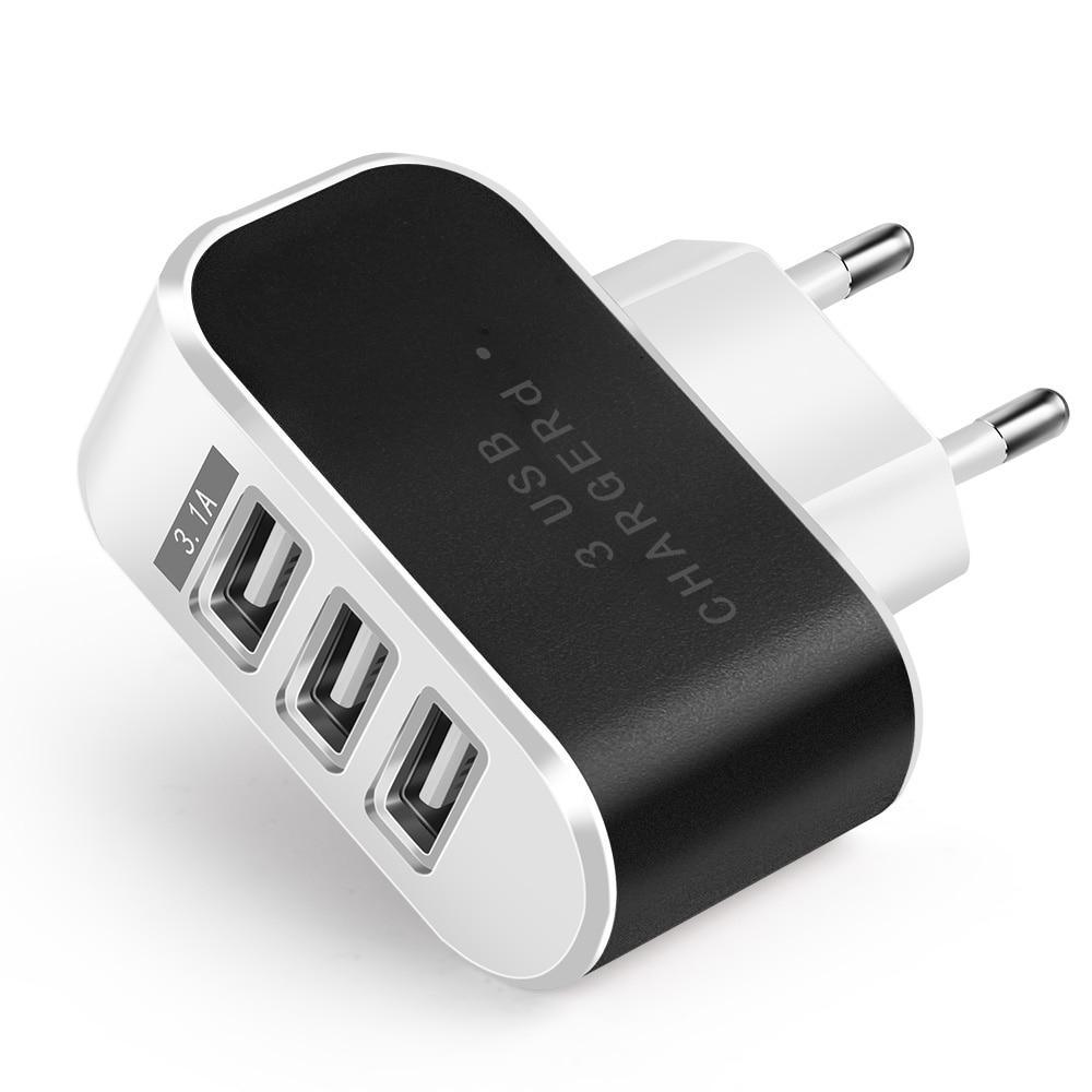 3 Ports USB Charger 5V 2A USB Wall Power Adapter EU Charger Quick Charging Ideal Phone Charger