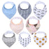 8PCS/SET Comfortable Colorful 100% Organic Cotton Adjustable Snaps Bandana Saliva Bibs For Baby Boys & Girls Kids