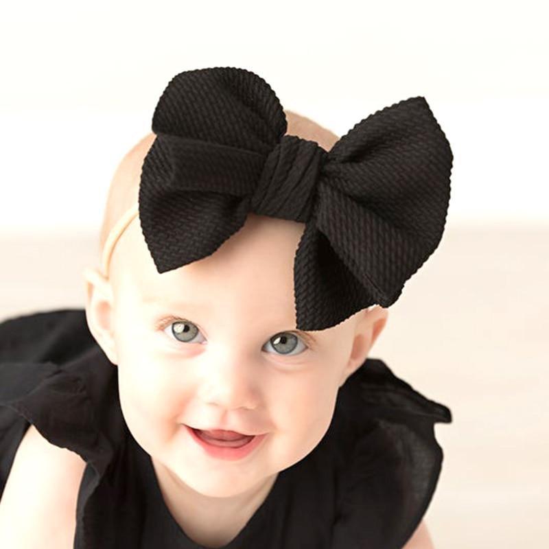 Modern New Headband with Messy Bow Baby Girls Hairbows Infant Solid Large Bow Turban Headwrap Newborn Bow For Girls