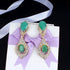 Luxury American fashion Wedding Jewelry sets Gold-color Charm women clothing accessories blue crystal