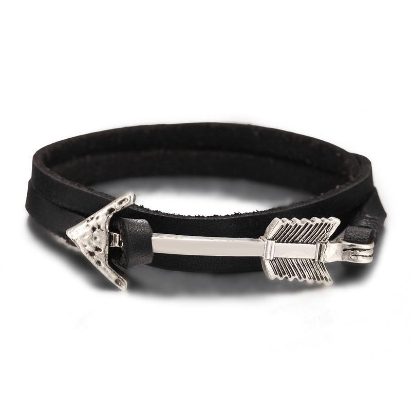 New Arrival Multilayer Charm Leather Vintage Bronze Arrow Bracelet Anchor Bracelet For Men and Women Lovers' Gift