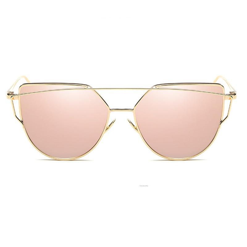 Luxury Vintage Modern Cat Eye Metal High Quality Frame  With Miror Sunglasses For  Women and Lady sunglasses With UV400 Protection