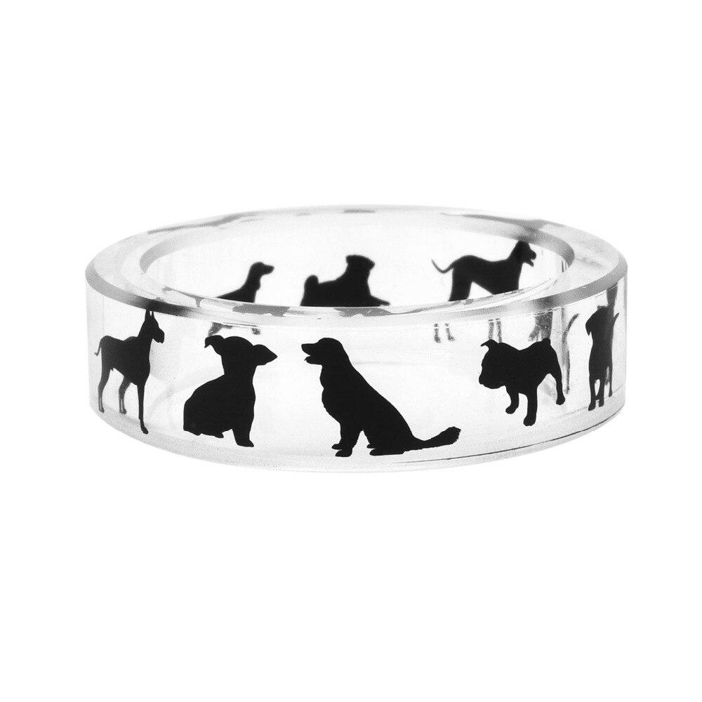 Transparent Resin Ring Rabbit Dog Bat Cat Castle Music Note Pattern Inside For Women and Men.