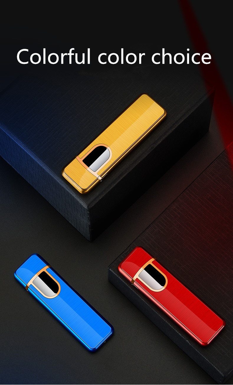 Luxury Modern USB Charging Electronic Lighter Windproof Slim Man Colorful Cigarette Lighter WIth Touch Sensor And Dragon Gravure Excellent for Gift