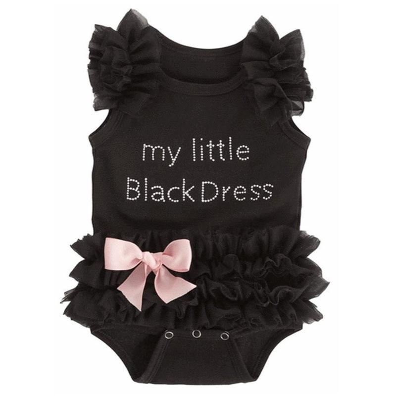 Modern Luxury Elegant Little Black Romper Pajama Jumpsuits For Newborn Babies Girl