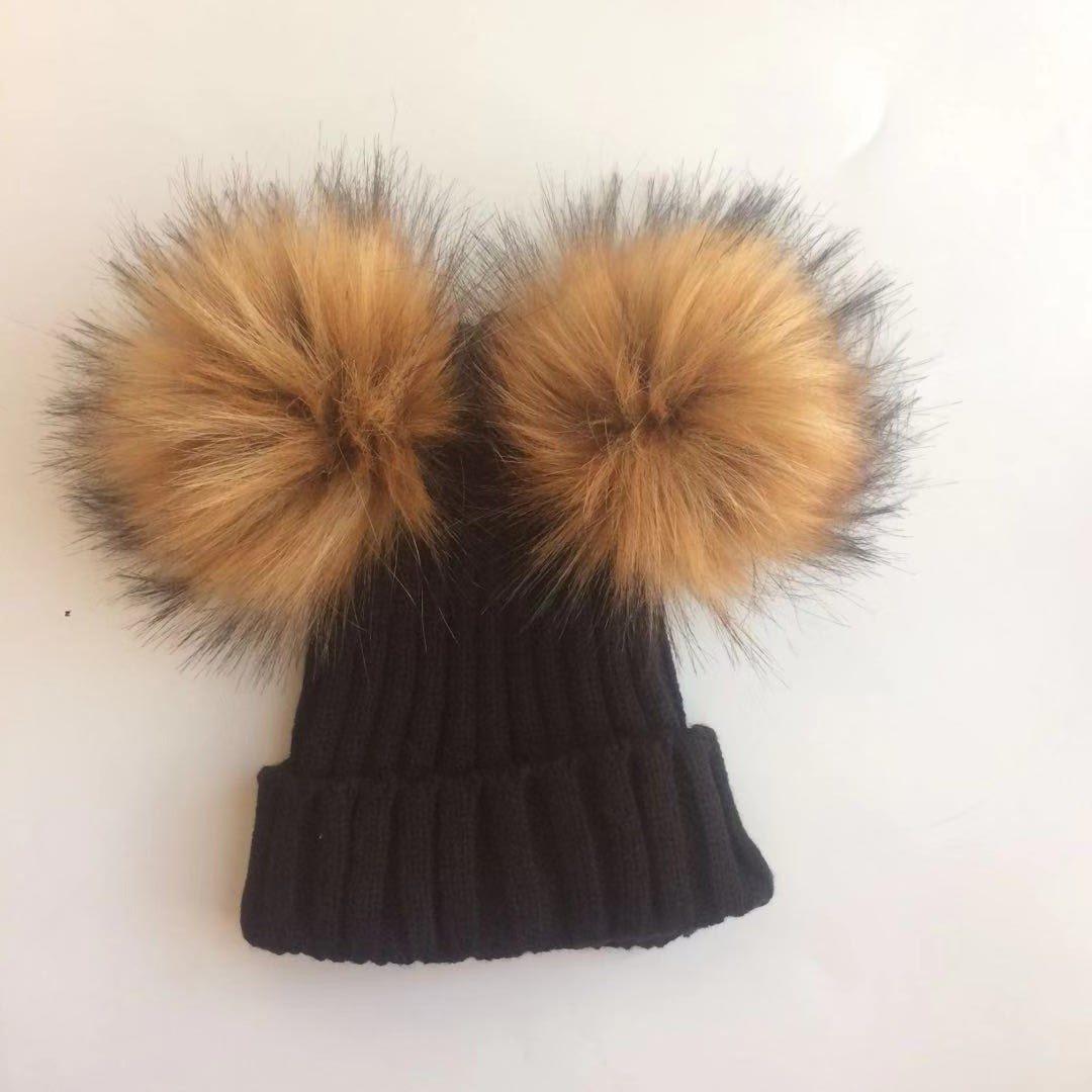 Modern Trend Children's Winter Toddler Baby Kids hat Cap With Two Double Pompom Ears Funny Hat