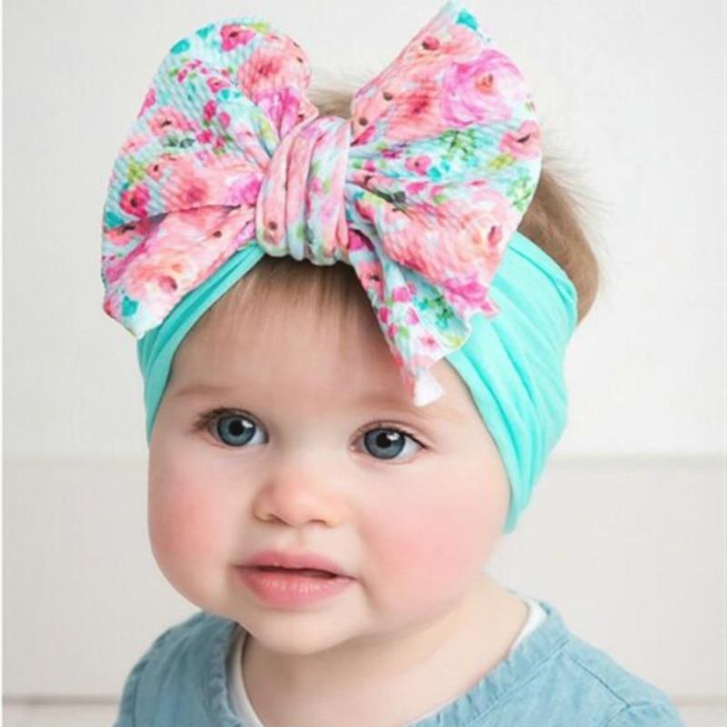 Infant Nylon Print Fabric Headband Baby Girl Headbands for Girls  Bows Baby Turban Headwrap Newborn Hairband For Girls