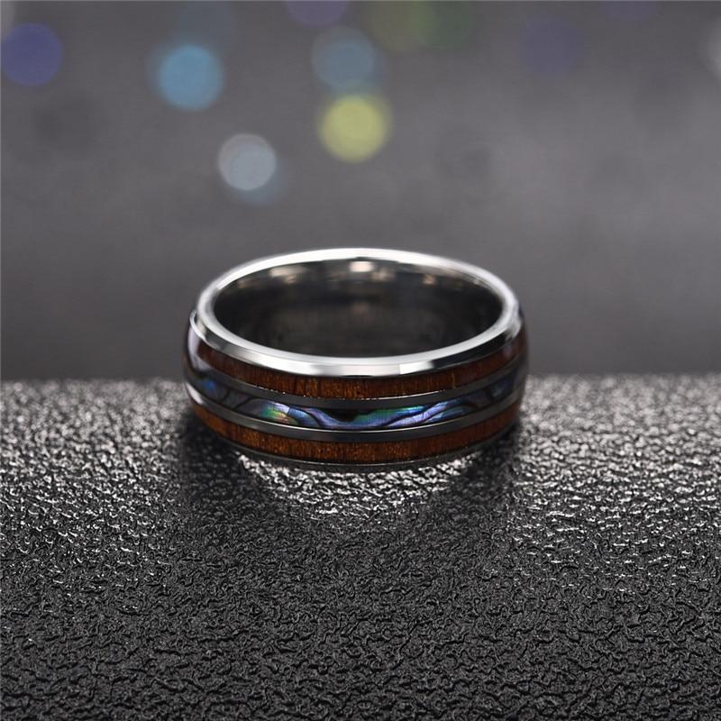 Luxury Handmade 925 Sterling Silver Wood Men Rings Stainless Steel Wood Grain Fashion For  Women Rings In Modern  Jewelry Design