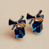 High Quality Fashion Gift Bow Knot Cubic Green Rhinestone Stud Earrings For Women in Crystal Jewelry Style