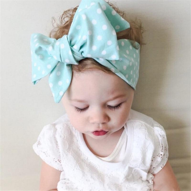 Modern Big Bowknot Headband For Baby Girls Bow hair band dot Cotton turban Head Wrap Hair Accessories