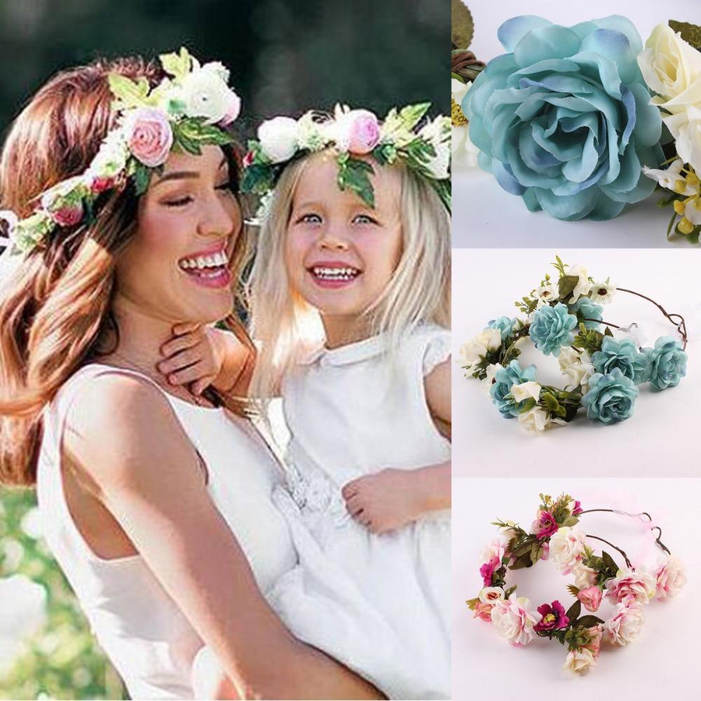 Luxury Modern Newborn Headband Flower Crown Mother Kids Matching Hair Band Accessories Flower Headband For Mother and Daughter