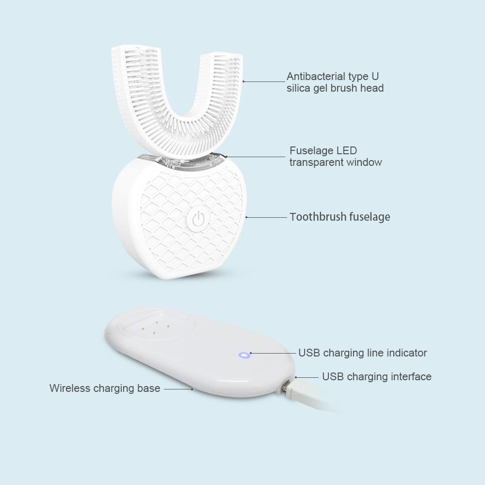 Teethbrush Whitening V-White 360° Ultrasonic Electric Toothbrush Sonic Toothbrush for Adults | 2021 Model | Rechargeable Portable Automatic LED light Infrared Protecting for Gums IPX7 Waterproof Hands Free