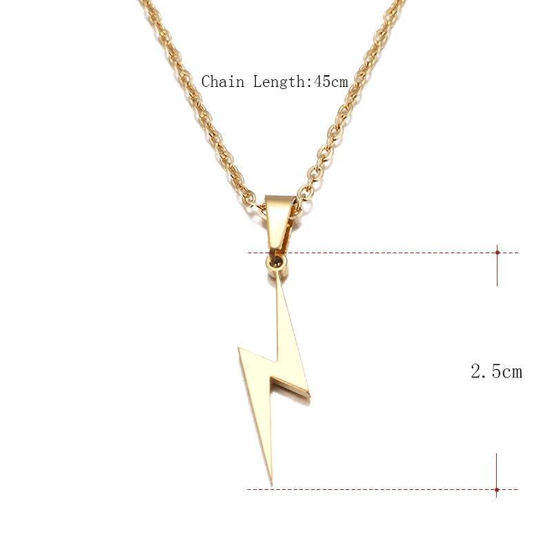 New Elegant Stainless Steel Necklace Luxury Hot Lightning Necklaces Amazing For Women Protection Pendants Cool For Girlfriend Gifts Rose Gold Jewelry