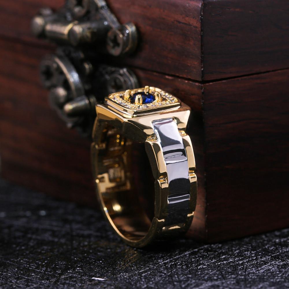 Luxury Modern Men Rings Creative Watch Shaped Two Tone Design Rings For Men Wedding Ring With Size 7-14 Male Jewelry In Elegant King Modern Viking Style