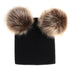 New Trend Baby Winter Hat Knitted Warm Double Fur Pompom Caps Beanies For Girls In Modern Design