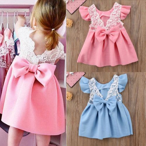 Luxury Modern Elegant Baby Girl Tops Bow Dresses Lace Ball Gown Tutu Party Dress Sundress Baby Girls Princess Clothing Style