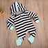 Baby Clothing Newborn Baby Girl and Boy Striped Hooded Romper Zipper Jumpsuit Outfit For Kids