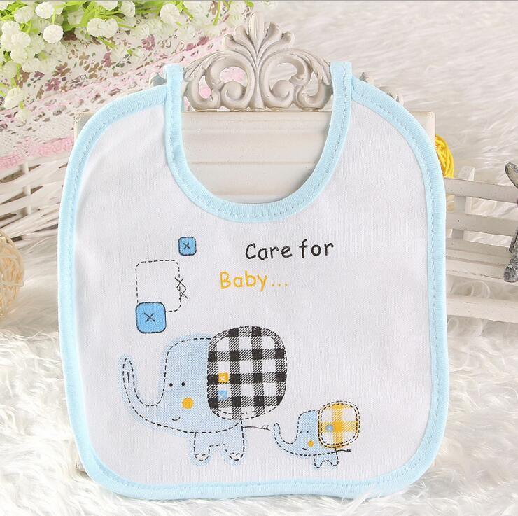 Soft Newborn Cotton Elephant Feeding Burp Cloth Waterproof Infant Animal Double Layer Bandana Feeding Bib For Kids