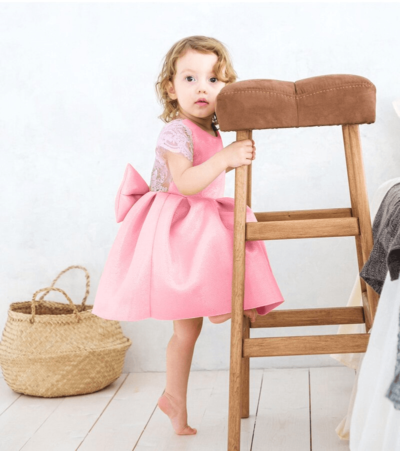 Luxury Modern Elegant Baby Girl Tops Bow Dresses Lace Ball Gown Tutu Party Dress Sundress Baby Girls Princess Clothing Style