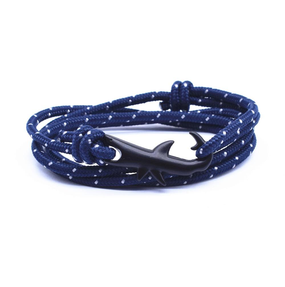 Nylon Rope Chain Luxury  Bracelets For Women And Men Ocean Shark Charm Bracelet Popular Jewelry Anchor Bracelet Style