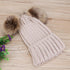 Fashion Parent-child Caps Cute Infant Baby Pom Pom Cap Winter Double Fur Ball Hat Baby Mom Warm Knitted Hat