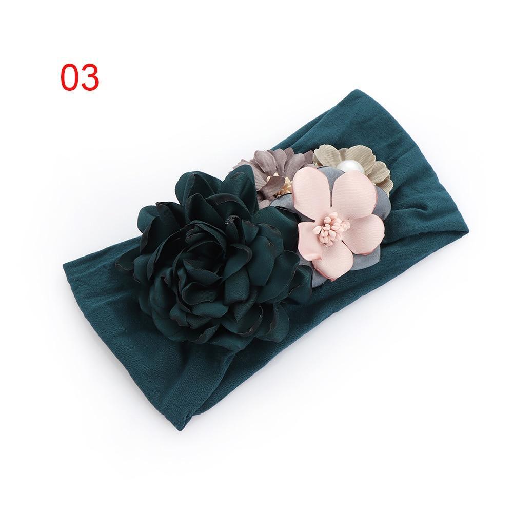 Luxury Handamde Pearl Baby Kids Fashion Headbands Nylon Flower Girl Hairband Pearl Turban Soft Bow