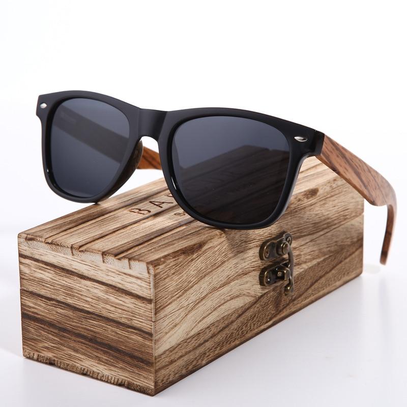 Luxury Handmade Polarized Handmade Bamboo Wood Universal Sunglasses In Zebra Wood Style  Vintage Wooden Frame Male Driving Sun Glasses Shades Gafas With Box and UV400Protection