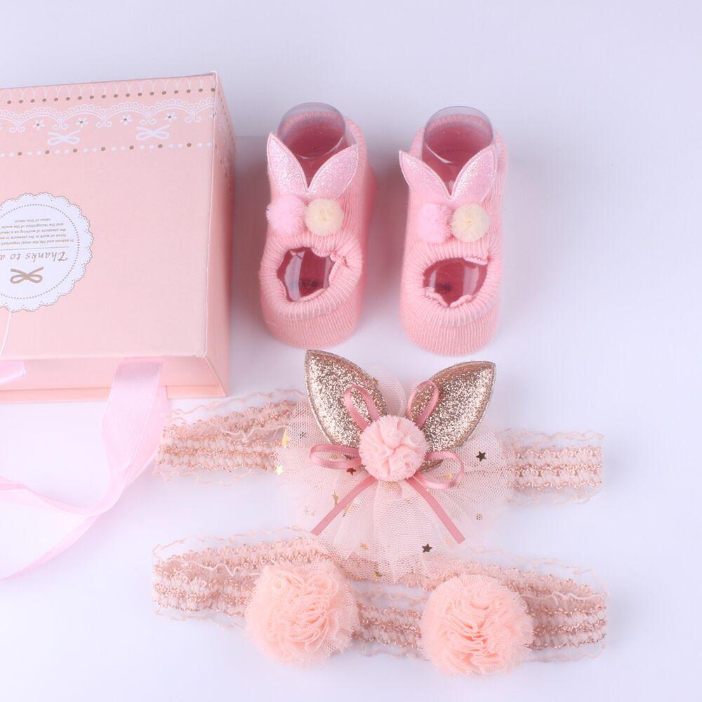 Flower Baby Girl Headband Socks Set Shoes With  Crown Bows Newborn Headbands For Girls Turban Baby Hair Accessories