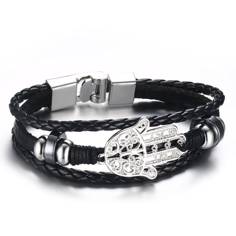 Lucky Vintage Men's Leather Bracelet Playing Cards  Charm Multilayer Braided Men and Women Gift