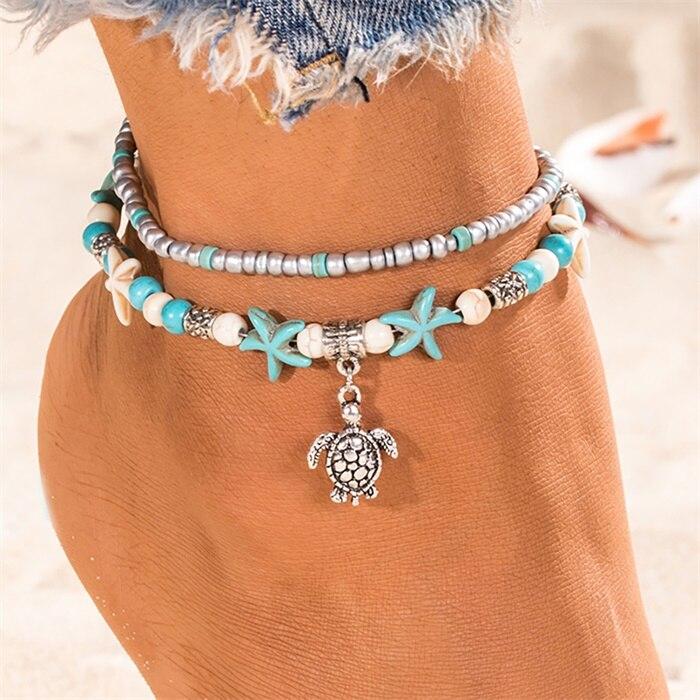 Handmade Shell Beads Anklets For Women New Multi Layer Anklet Leg Bracelet Bohemian Chain Jewelry Leg Brecelets