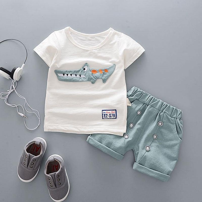 Fashion T shirt and Shorts Set Cartoon Cotton Summer Clothing for Newborn Baby Boy Infant Fashion Outerwear Clothes