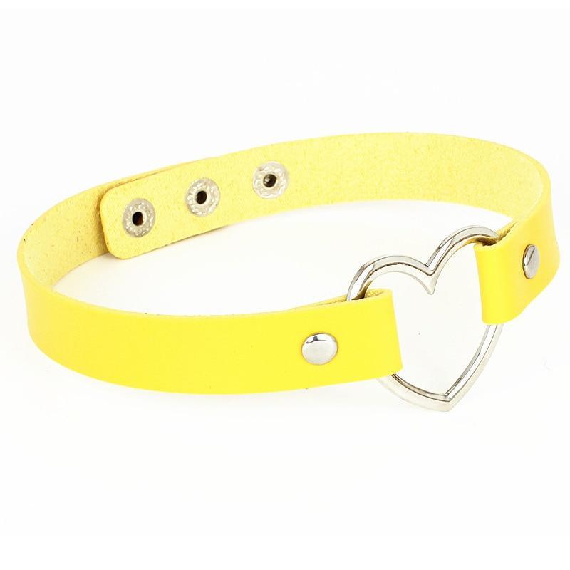 New Fashion Women Men Cool Punk Goth  Heart-Shape Leather Collar Choker Necklace Jewelry Accessories