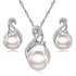 Trendy Elegant Luxury Jewelry Sets Wedding Silver Color Earrings Simulated Pearl Jewelry Set Women Necklace Set  For Women and Ladies